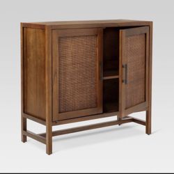 Warwick 2 Door Cabinet Brown - Threshold™: Transitional Style, Adjustable Shelves, Wood Veneer Finish