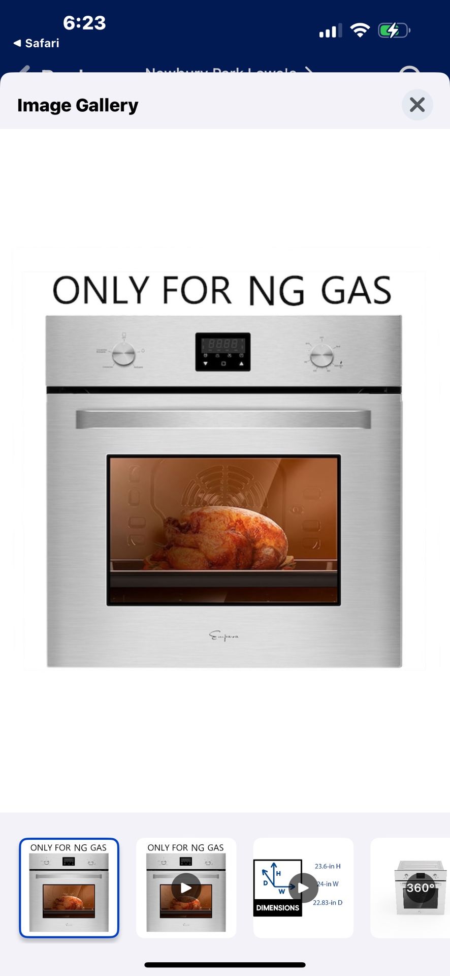 NEW EMPAVA 24” STAINLESS STEEL ❤️ GAS❤️ SINGLE WALL OVEN WITH A FACTORY WARRANTY 7/5/24
