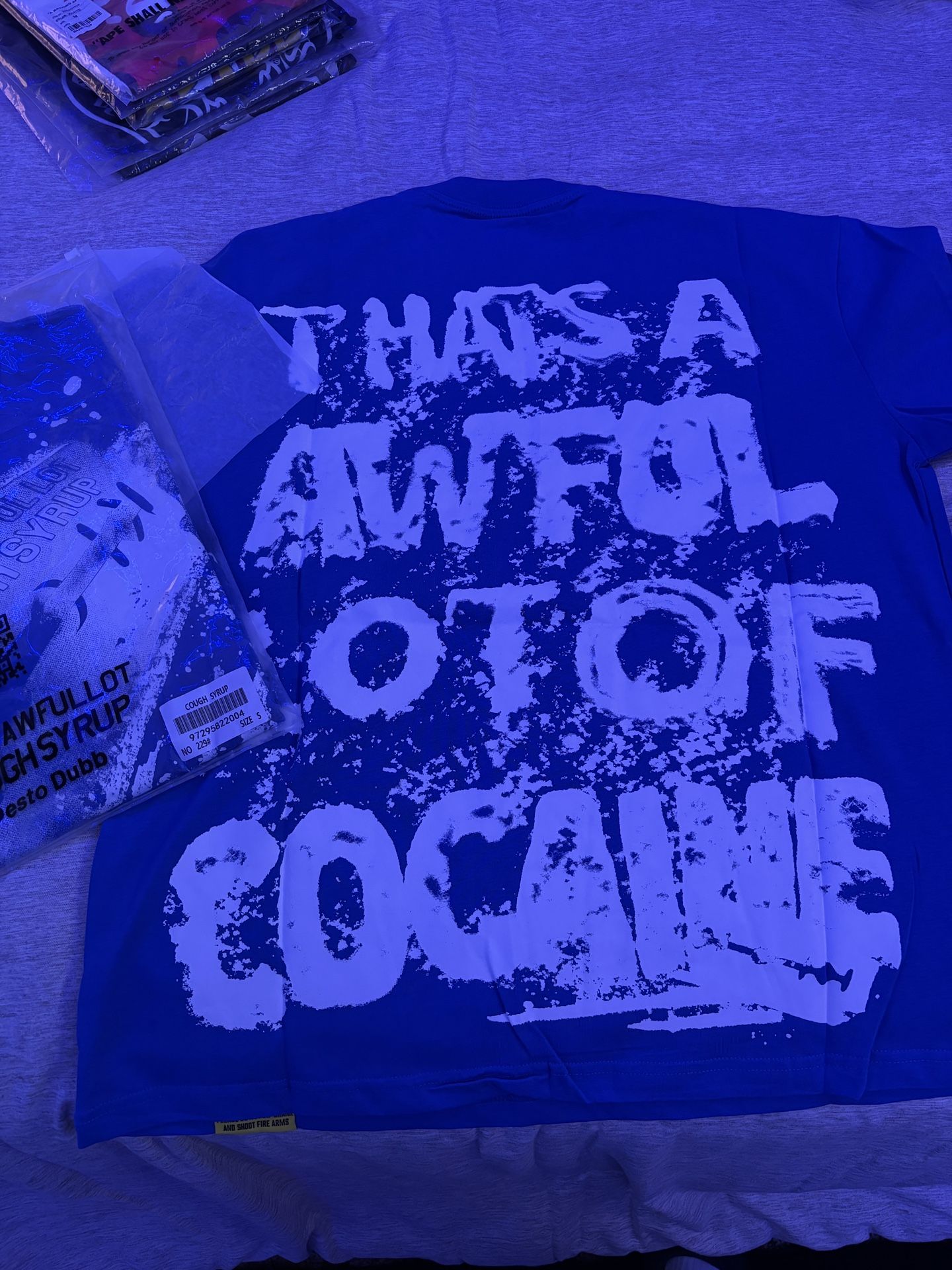 Awful Lot Of Cough Syrup Blue T Shirt