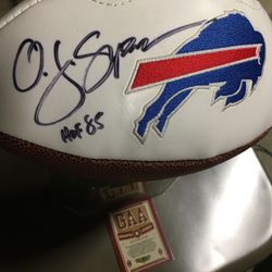 OJ Simpson Autographed Bills Logo Football with COA 