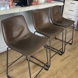 3 Brown Bar Stool Seats