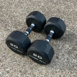 20 lb dumbbells dumbbell set Rubber lbs weights weight 20lb 20lbs pair pounds pound #