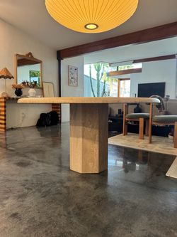 Travertine Postmodern Vintage Honed Round Dining Table 55in