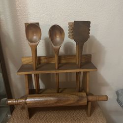 Vintage Wood Utensil Set
