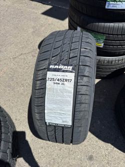 225/45R17 Radar Dimax AS8 Brand new 4 tires Free Mount balance installed 225/45/17 llantas