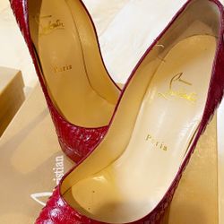 Christian Louboutin Dark Pink Snake Skin