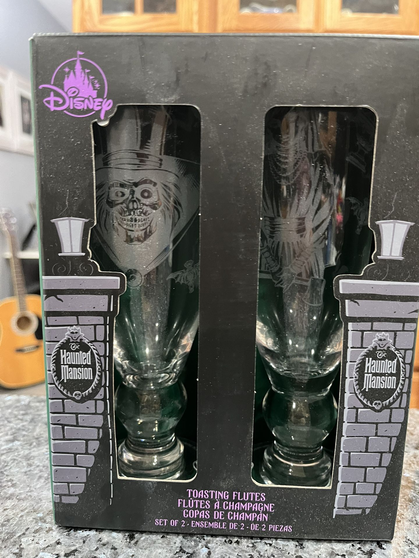 Disney Parks Haunted Mansion Toasting Flutes Set .  The Bride Madame Leota Hat.  Size approximately 8 inches tall.  Brand new in original packaging