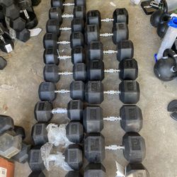 50-95lb Rubber Hex Dumbbell Set 1,450lbs Total