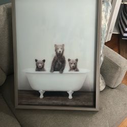 Bathroom Framed Art 3 Bears In Tub 