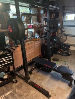 ETHOS Weightlifting Rack + Bench + Barbell & Weights