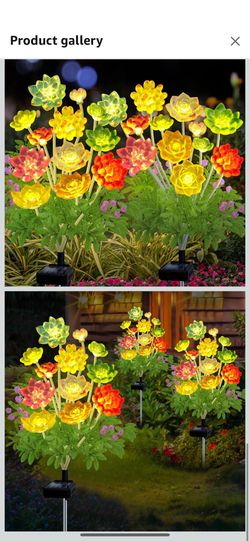 Visit the Store 4.2 A ** (322) Solar Garden Lights Outdoor, 2 Pack Upgraded Succulent Solar Flowers Outside Waterproof, Gardening Gifts for Women Moth