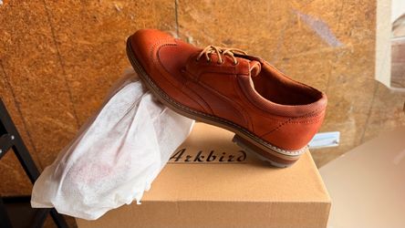 NEW ARKBIRD Men’s Wingtip Oxford Shoes – Cognac Brown – Size 13
