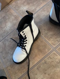 Dr. Martens 1460 J Patent Leather Boots (White) - US Women's 5 / Kids 4