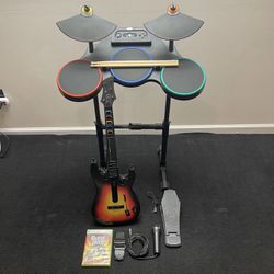 Xbox 360 Guitar Hero World Tour Drum Kit  Guitar Mic Complete Band