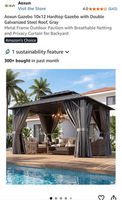 Gazebo 10x12 Hardtop Gazebo with Double Galvanized Steel Roof