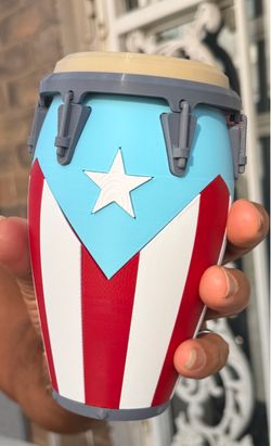 Puerto Rican Flag Conga Drum Can Koozie | 3D Printed Can Holder