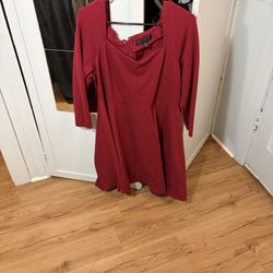 Eloquii red ponte knit fit-and-flare midi dress