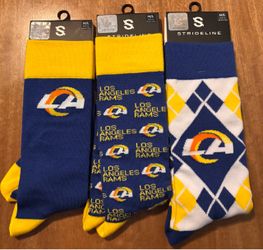New! Strideline NFL Los Angeles Rams Socks 3-Pack M/L