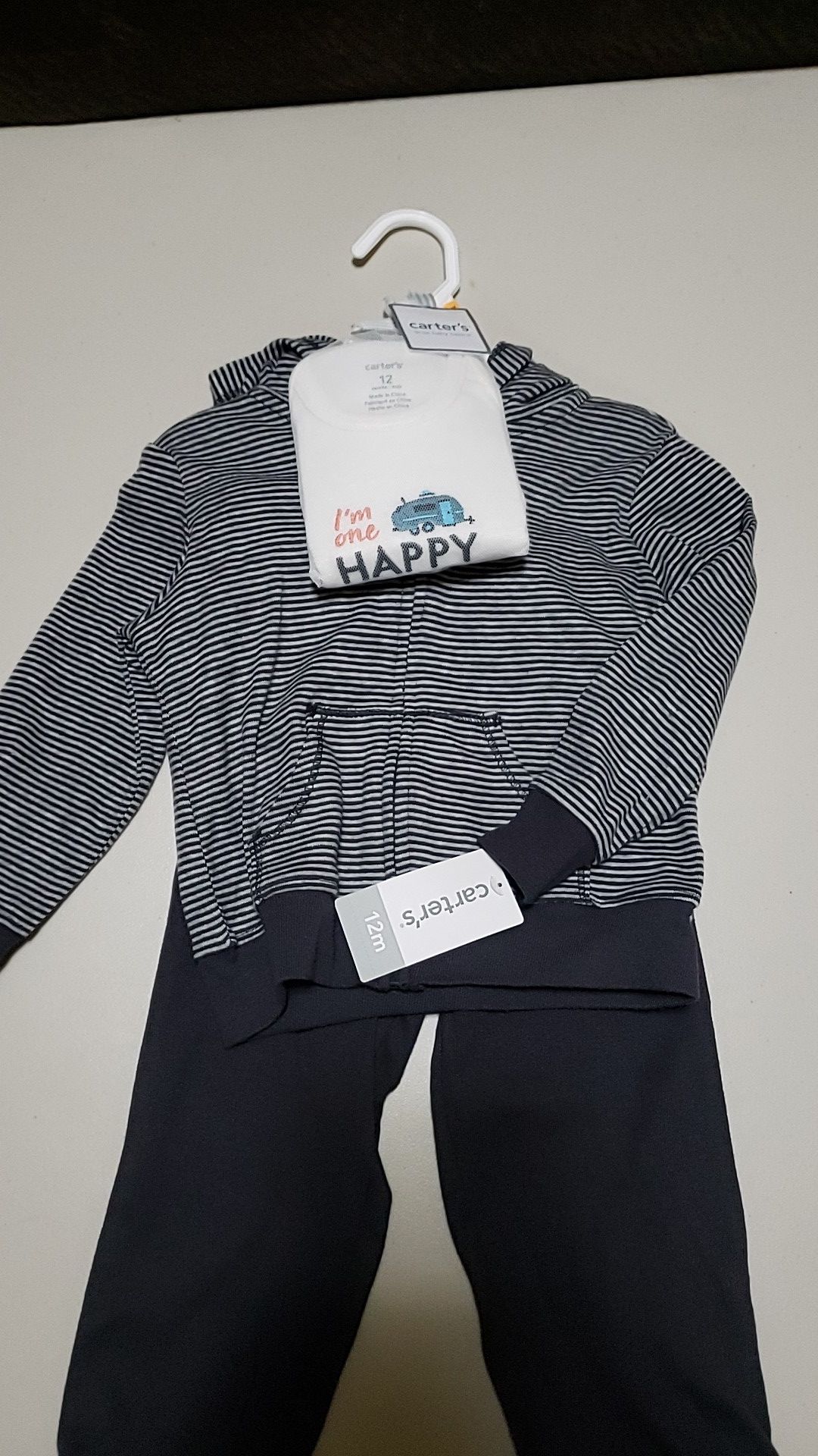 NWT - 12M pants, onesie, hoodie