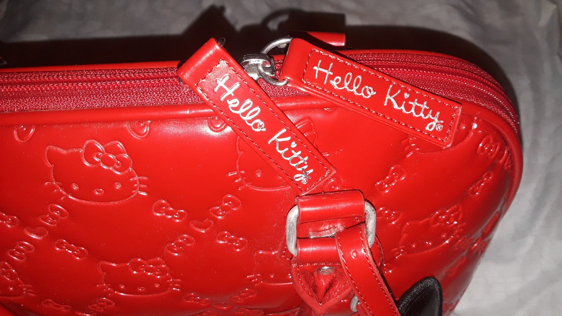 New Sanrio Hello Kitty Red Large Vinyl Embossed Bag by Loungefly