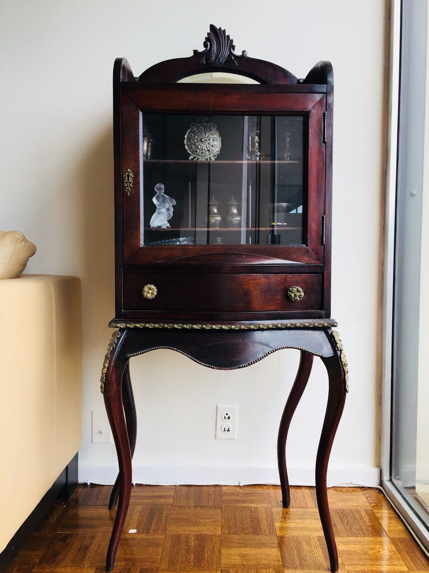 Antique Victorian Vitrine Music or Curio Cabinet