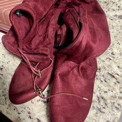 Burgundy Suede Boots