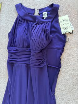 Size 4 Purple Dress, New, Never Worn, Padded Cup, Side Waist Up Zipper, 56” Long