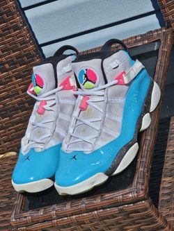 Air Jordan 6 Rings ‘Blue Fury Cyber Pink’ CK0018-100 Men's Size 10.5 Basketball Sneakers 