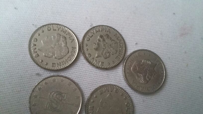Vintage slot machine coins