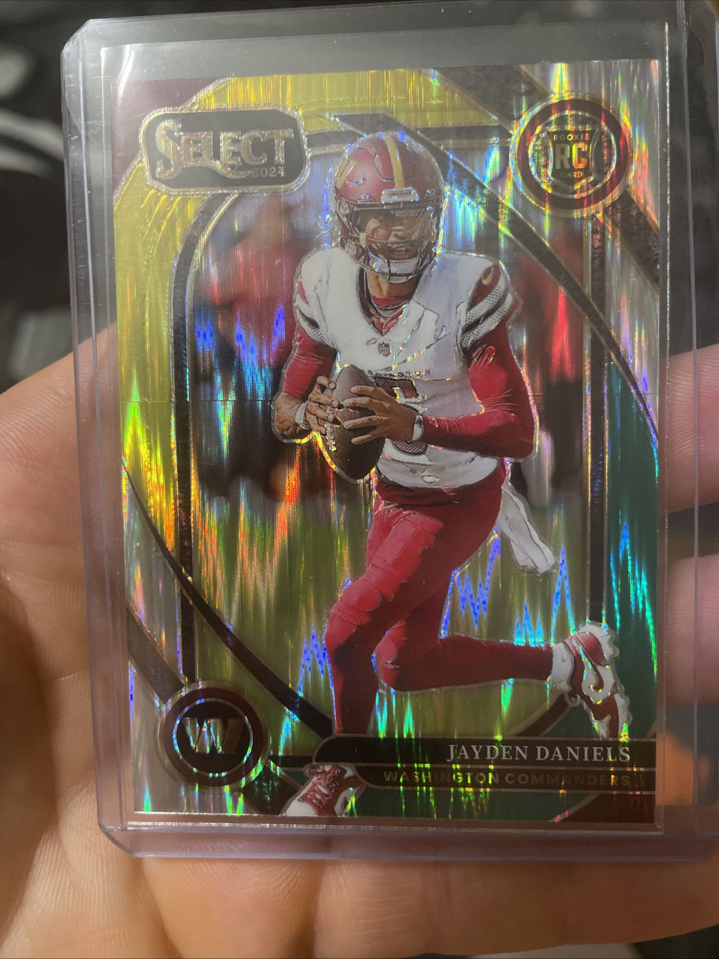 Jayden Daniels RC 2024 NFL Select Green And Yellow Shock Prizm