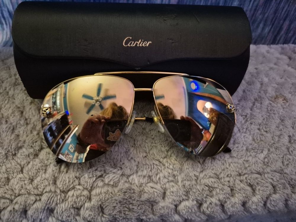 Panthere De Cartier 60 Mm Aviator Sunglasses