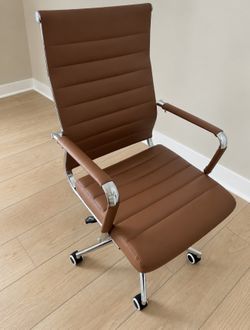 Brand New in sealed box Executive Office Chair – Brown Faux Leather, Adjustable & Swivel