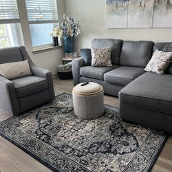 Matching Chaise Sofa And swivel Rocker Chair