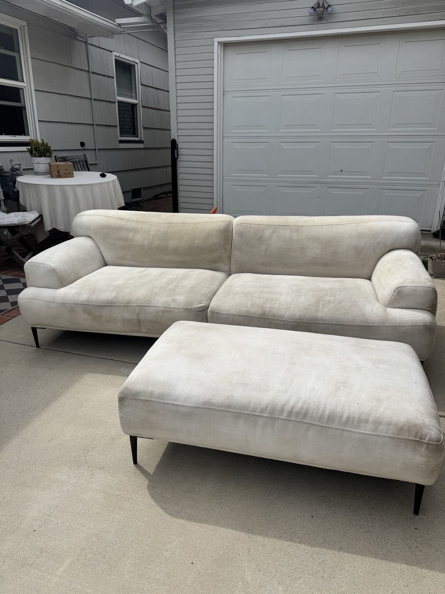 Poly and Bark Linen Sofa 4 seats with ottoman