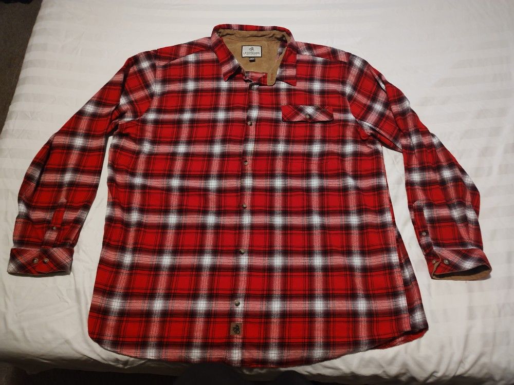 Legendary Whitetails Flannel Shirt Mens 4xlt Big And Tall Red Plaid