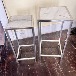 Side Tables / Plant Stands - White Marble