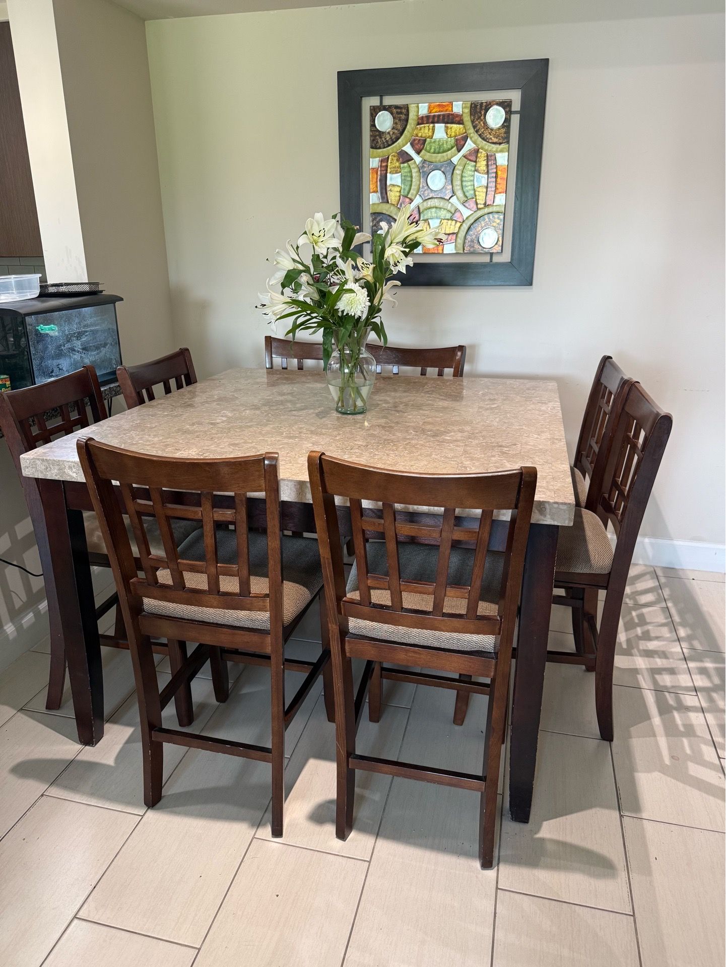 Marble Dining Table Set 8 chairs