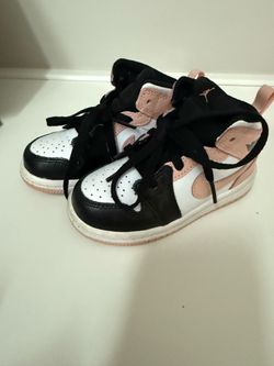 Jordan 1 Mid Toddler Sneakers – Black/White/Blush Pink – Size 7C
