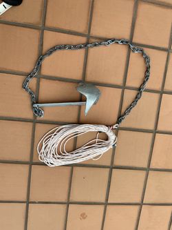 Claw anchor with chain and rope