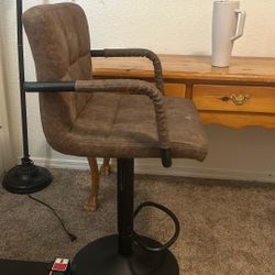 Brown Faux Leather Bar Stools, Practically New!