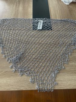 Silver Beaded Net Shawl Wrap