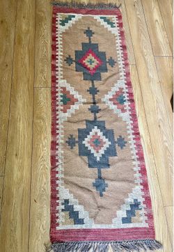 Decorative Aztec Style  runner 76"x24.5" ex cond as is pick up deliver