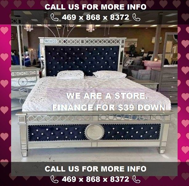 ❤️Bella Black/Blue available bedroom set 4pc✨ we have delivery 🚛👍🏼 queen 2299 king 2399