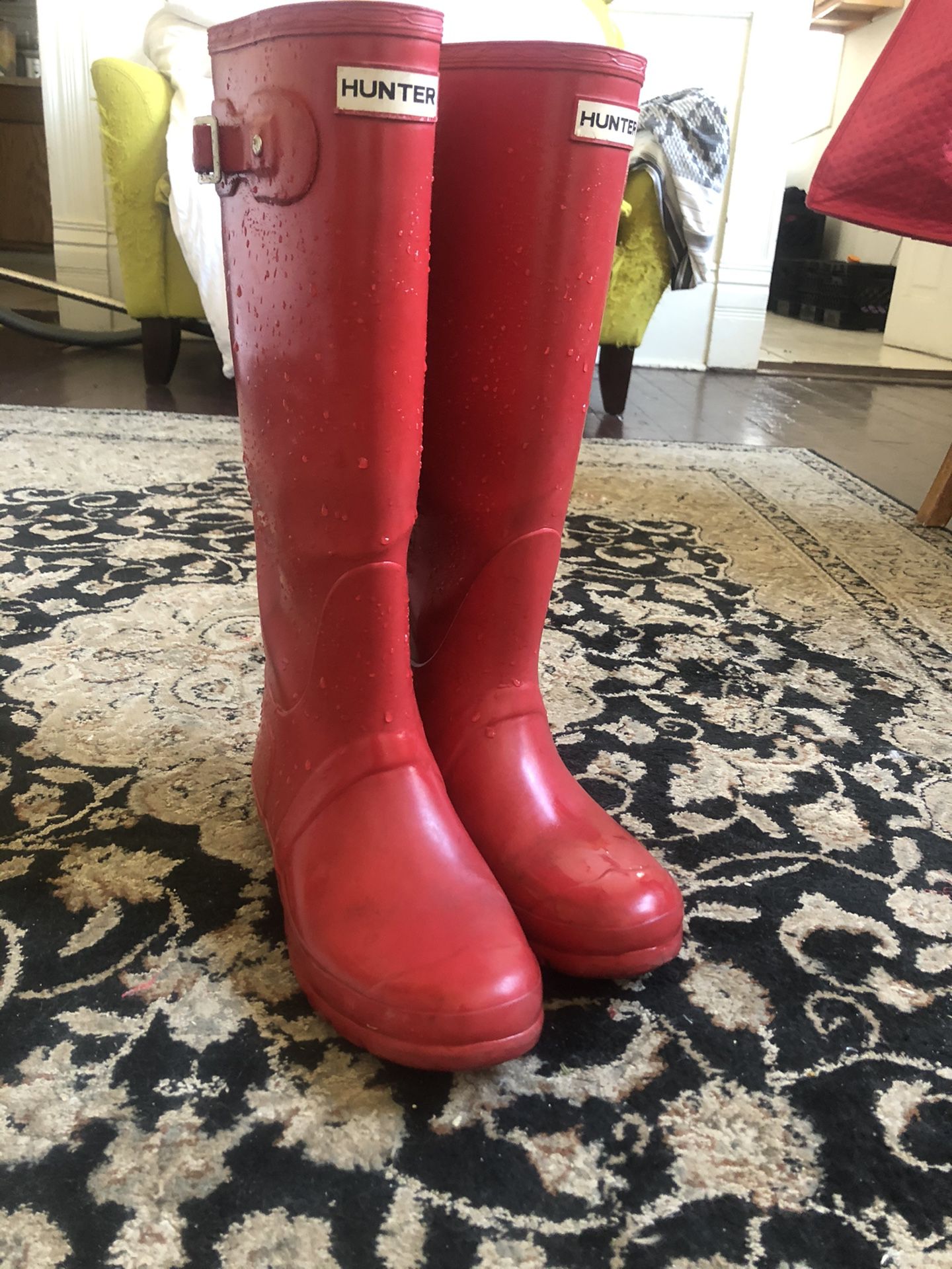Red Hunter rain boots