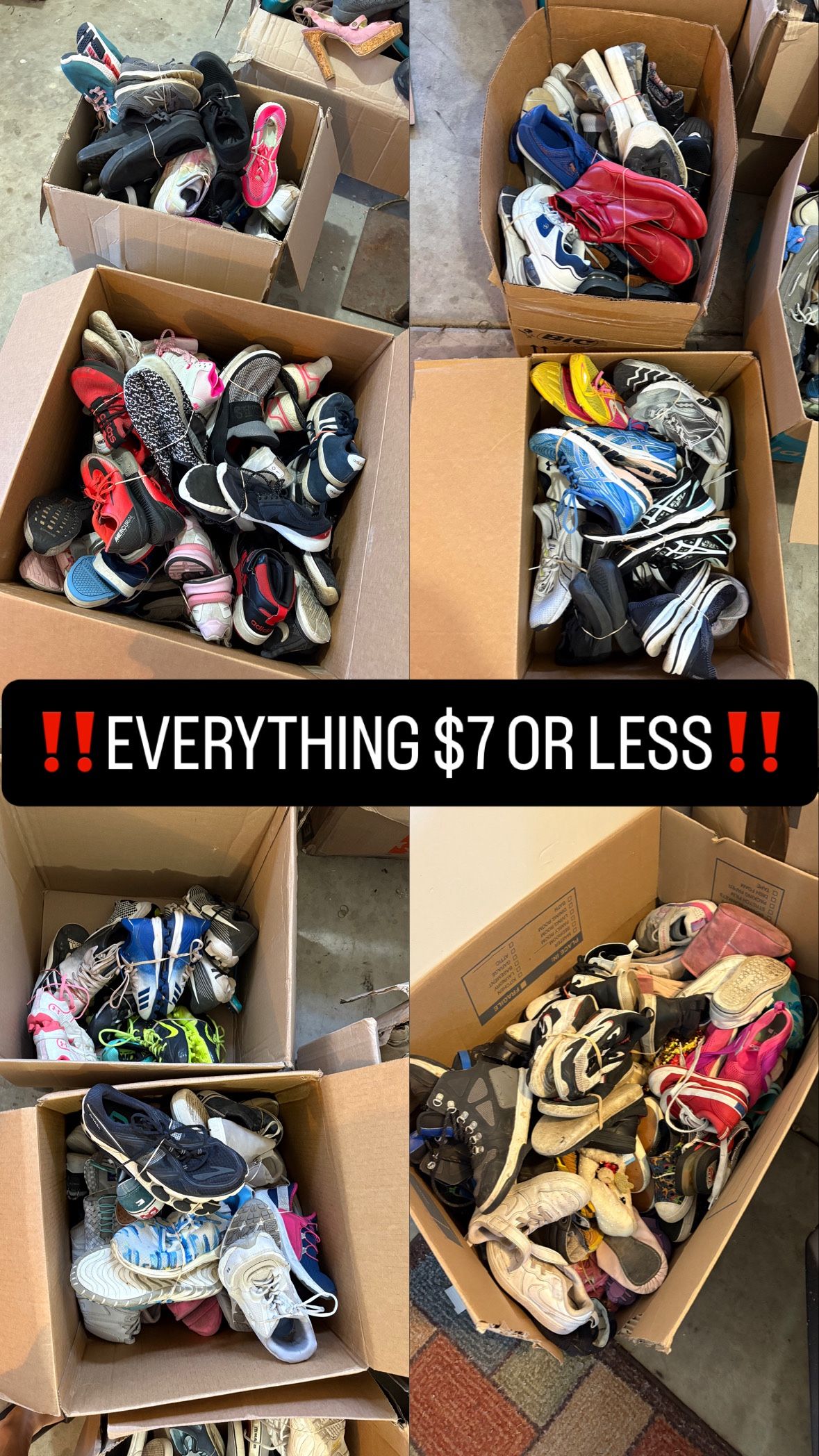 $7 or less Used Footwear (Sneakers, Cleats, Sandals, Heels, Boots, Kids, Etc) Mens / Womens / Baby