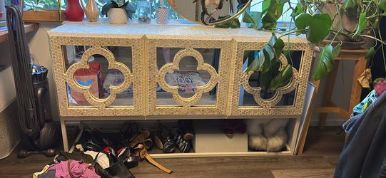 Vintage Pearl Dresser Vanity Cabinet