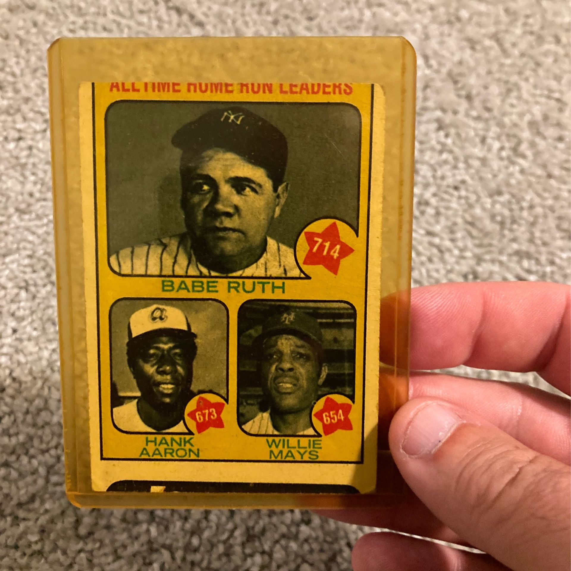 1973 Topps #1 Hank Aaron / Babe Ruth / Willie Mays - All-Time HR Leader