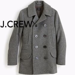 (NEW) MEN’S J.CREW PEWTER GREY DOCK PEACOAT WITH SIZE: SMALL (MSRP: $348)