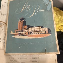 SKY ROOM giant MENU restaurant HONOLULU AIRPORT HI plane DINNER tower HAWAII