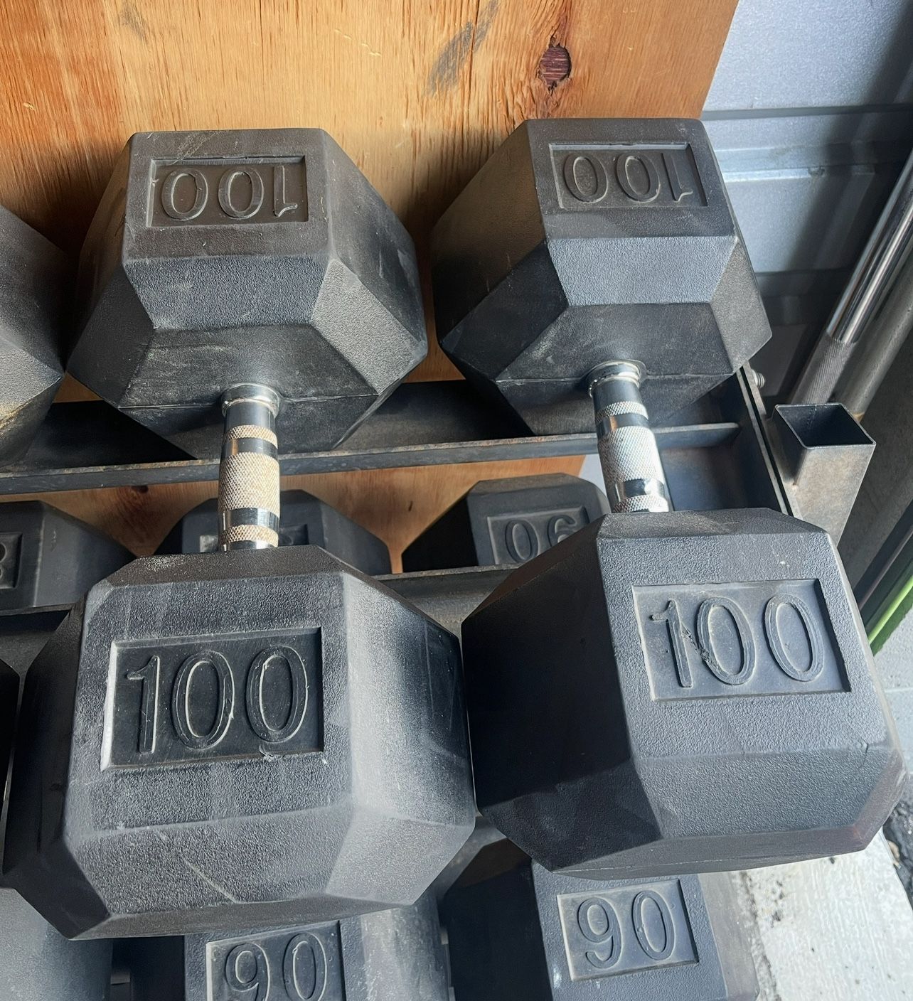 100 lbs Hex Rubber Dumbbell Weights….  Home Gym Fitness…
